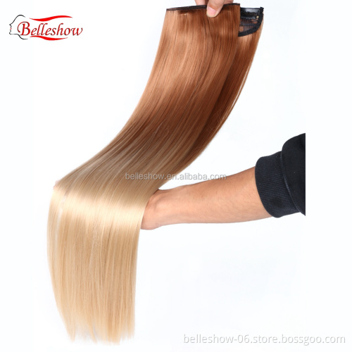 Hot sell  brand straight hair cheap  Factory Wholesale Customized 5 clips Thick Ends clip in hair extensions
